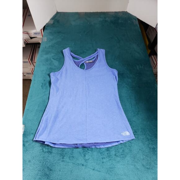 The North Face Top Size Medium Womens Blue Performance Athletic Race Day Logo - Picture 1 of 7